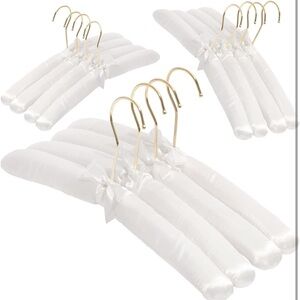 12 pack White padded Satin Hangers with Gold Hooks